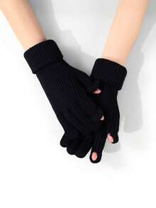 1 Pair Women's Fashion Finger Gloves, Thick Warm Cold-Proof Touchscreen Gloves, Suitable For Winter Outdoor Sports And Cycling - Multicolor - View 9