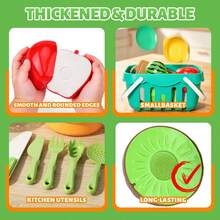 UINLE Baby Country Style Cutting Play Set, Realistic Cuttable Fruit And Vegetable Accessories, Handheld Basket Kitchen Toy Set, Suitable For 3+ Years Old Leisure Role-Play, Simulated Kitchen Interactive Game, Develops Color Recognition And Fine Motor Skills - Multicolor - View 7