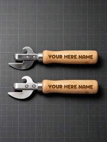 Customizable Wooden Handle Can Opener, Stainless Steel Multi-Function Manual Can Opener, And Effortless Kitchen Lid Opener, Laser Engraved Personalized Kitchen Tool, Vintage Style Kitchen Gadget, Suitable For Camping, Picnic And Home Use, Easy To Operate And For Hands Food Can Opener - Multicolor - View 6