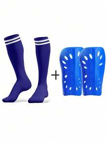 1 Set Kids Soccer Sports Socks Combo (1 Pair Long Tube Soccer Socks, 1 Pair Insertable Shin Guards) 8-14 Years Old Children Sports Set - Multicolor - View 7