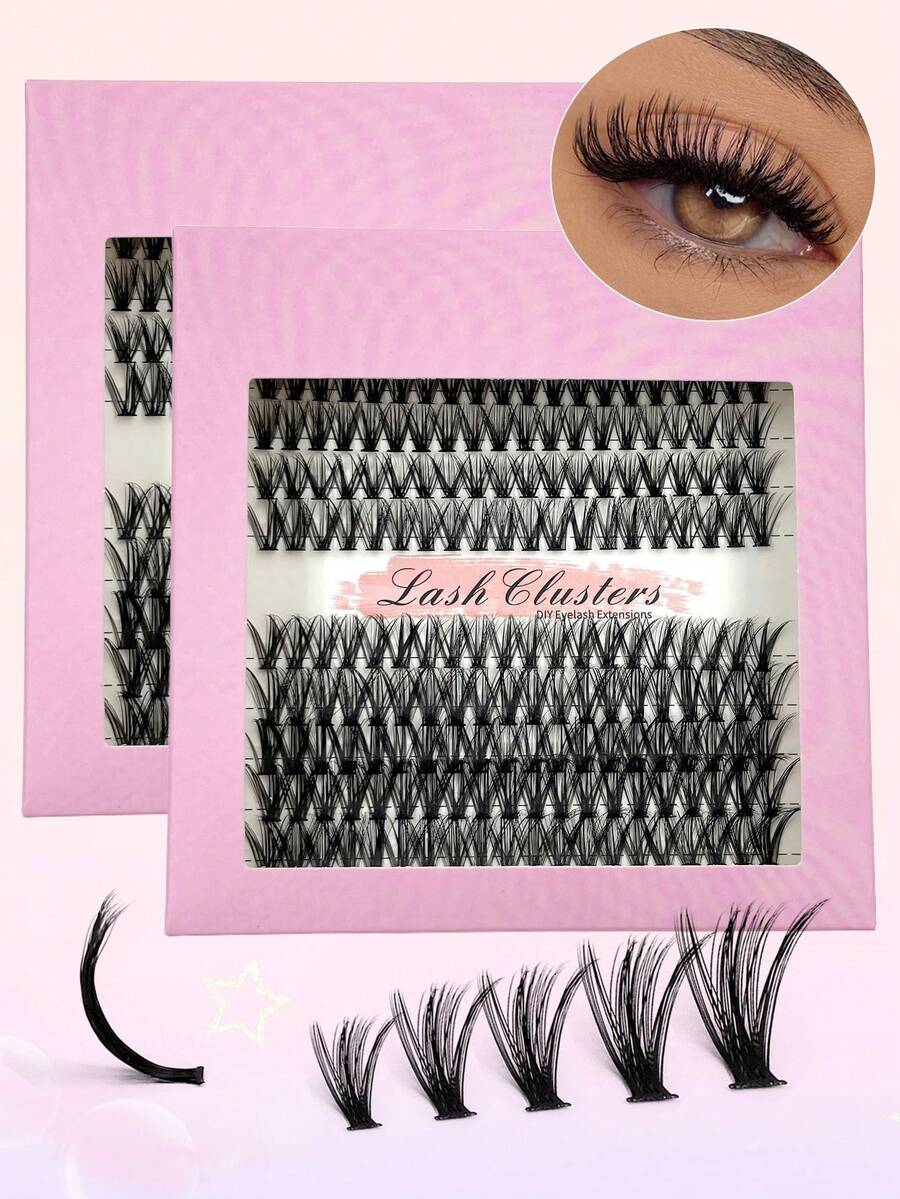 200Pcs CC Curling Volume Lash Clusters DIY Eyelash Extension Individual Lashes Cluster DIY Eyelash Extensions At Home Soft Wispy Clusters False Eyelash Mixed Packaging - CC - View 1