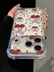 Casing Ponsel - Casing Ponsel Transparan ini memiliki desain layar penuh, dengan pola hati dan ceri. Casing ponsel ini kompatibel dengan Apple 18/18 Pro/18 Pro Max/17/17/17promax/11/12/13/14/15/16/17/Air/Pro/Pro Max/Plus. Memberikan perlindungan anti jatuh dan anti gores. - MultiWarna - View 5