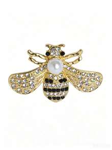 Fashionable Full-Diamond Bee Brooch, Elegant And Sophisticated, Resembling Pearl-Style Blazer Cardigan Brooch Accessory. - Bee Brooch - View 4