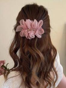 3 Peças Presilhas de Cabelo com Flores Elegantes e Delicadas Estilo Francês para Mulheres, Grampo de Cabelo para Rabo de Cavalo na Parte de Trás da Cabeça, Acessório de Cabelo Super Fada de Alta Qualidade, Ferramenta de Penteado - Multicolorido - Visão 5