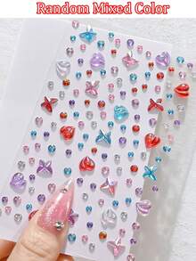 3D Shiny Star And Starfish Rhinestone Face Stickers, Iridescent Star Round Crystal Rhinestone Self-Adhesive Face Gems, Suitable For Music Festivals, Parties, DIY Body, Eye, Face Makeup Decoration - Multicolor - View 8