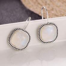 Anting Gantung Tali Kepang Persegi Minimalis untuk Wanita, Desain Gaya Vintage; Aksesori Serbaguna untuk Semua Gaya dalam Perjalanan Sehari-hari - Perak - View 5