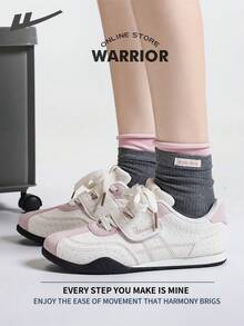 Warrior Women's Board ShoesSpring And SummerComfortable Modest Style Casual Yet Sleek Sneakers Applicable Throughout The Year Wear-Resisting All-Day Wear Training Sneakers Running Shoes - Beige/Pink - View 3