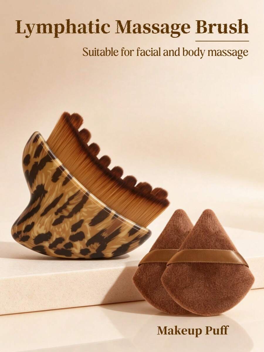 1pc Lymphatic Brush With Box, Body Care Brush, Facial Contour Massage Brush, Portable Makeup Tool - Multicolor - View 1