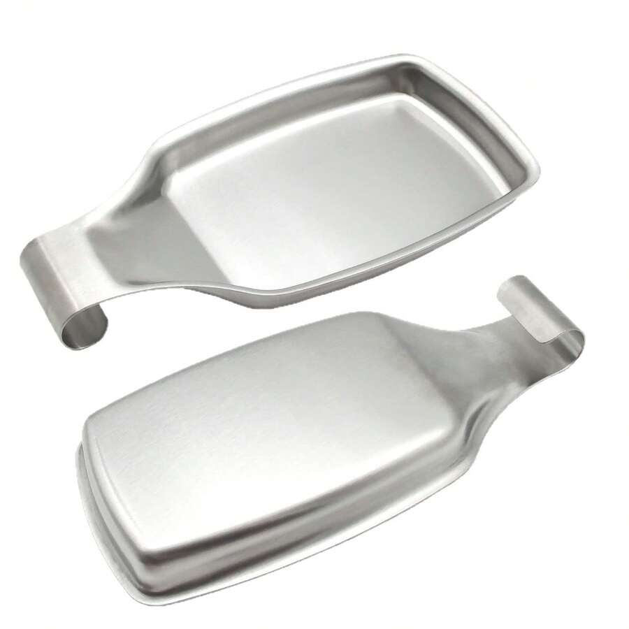 Stainless Steel Square Kitchen Spoon Holder, Ladle Tray, Spatula Rest, Soup Ladle Holder, Hot Pot Spoon Tray - Silver - View 1