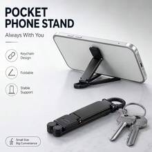 1 Portable Foldable Phone Stand – Mini Keychain Phone Holder With Spring Clip, Compact Travel Stand, Compatible With IPhone And All Smartphones Up To 8 Inches (20.32 Cm) - Multicolor - View 5