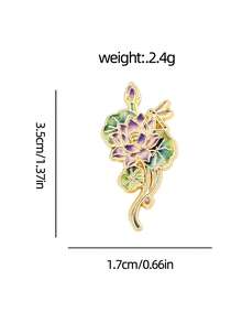 1pc Dragonfly & Lotus Brooch, Zen Lotus Design, Fresh And Elegant, Effortlessly Enhances Outfit With Chinese Style Atmosphere, Secure Pin, Hard To Fall Off, Perfect For Daily Commute And Travel, Exquisite Accessory With Oriental Aesthetic - Multicolor - View 4