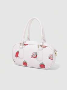 Dedoo Portable Cherry Mini Bag 2026 新款高端拼色圓筒手提包 百搭時尚通勤托特包 - 白色 - 查看 9