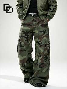 Men's Spring/Autumn Casual Fashion Straight Leg Outdoor Camouflage Cargo Pants - Army Green - View 1