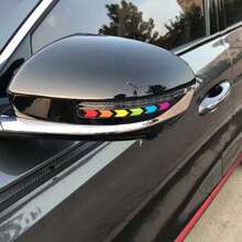 2pcs/4pcs Car Exterior Stickers, Rearview Mirror Reflective Strips, Glow-In-The-Dark Warning Stickers, Car Body Decoration, Anti-Collision Colorful Reflective Stickers - A - View 6
