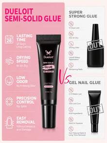 1/2pcs 10g Super Strong Nail Glue, Suitable For Nail Extensions, Fast Drying Semi-Solid, Long Lasting, No UV Light Required - 10g - View 7