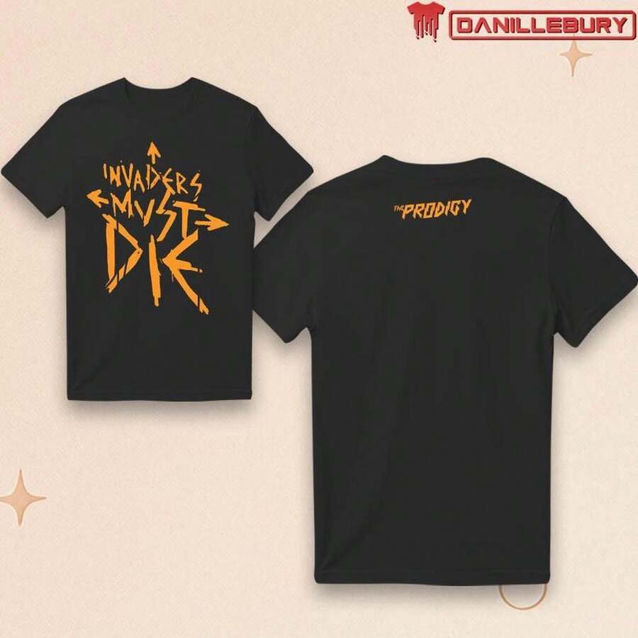 Unisex T-Shirt With "The Prodigy Invaders Must Die" Tour Logo - 黑色 - 查看 1