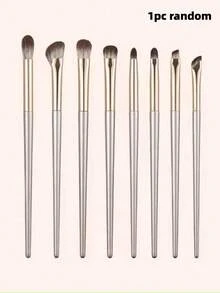 8pcs Champagne Gold Eyeshadow Brush Set Random, Soft Makeup Brushes, Eye Makeup Brushes, Beginner Nose Contour Blending Brush, Fine Eyeliner Brush, Angled Brow Brush, Makeup Tool Set - Gold - View 9