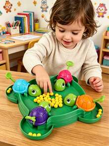 Hungry Turtle Eat Ball 2-4 Player Multiplayer Tabletop Competitive Game, Parent-Child Interactive Toy, Classroom Gathering Game, Suitable For Boys And Girls 3+ Years Old Birthday Gift, Family Party Board Game, Hand-Eye Coordination Educational Game, Children's Fun Early Learning Puzzle Game, Stress Relief Entertaining Game, Christmas Gift - Turtle Eating Beans - View 4