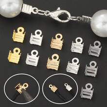 200pcs DIY Connector Leather Cord Clamps Combination, Crimp End Caps, Approx 7mm, Multi-Color Optional, Suitable For DIY Bracelet, Necklace, Anklet End Connectors, Cord End Clamps, Rope End Clips, Jewelry Connectors, Phone Chain Tail Fixings, DIY Jewelry Making Materials, Jewelry Making Parts - Crimp End - View 7