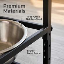 Adjustable Height Pet Double Bowl Feeder, Stainless Steel Cat And Dog Food Bowls, Neck-Protecting Anti-Choke Design, Dual Compartment For Freeze-Dried Food And Kibble - Combo Pack - View 4