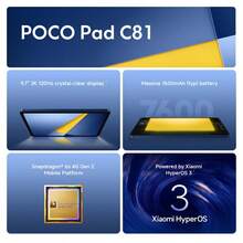 POCO Pad C1 全球版平板電腦 9.7 吋 2K 120Hz 極清螢幕 7600mAh (Typ) 大電池 18W 快充 Snapdragon 6s 4G Gen 2 行動平台 搭載 Xiaomi HyperOS 3 AI 臉部解鎖 Wi-Fi 5 - 藍色 - 查看 2