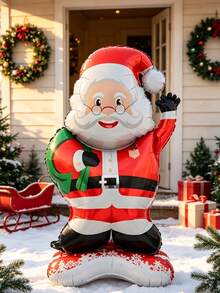 1/2 Cartoon Santa Claus Christmas Tree Inflatable Decoration With Base, Suitable For Christmas Parties, Home Window Displays, Holiday Photo Shoots, And New Year's Decorations - View 7