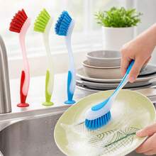 3Pcs/1pc Suction Cup Dish Brush Set, Soft Bristle Long Handle Cleaning Brush, Kitchen Sink Scrubber For Bowls, Pots, Pans, Stoves And Bathroom Cleaning - Multiple Styles - View 9