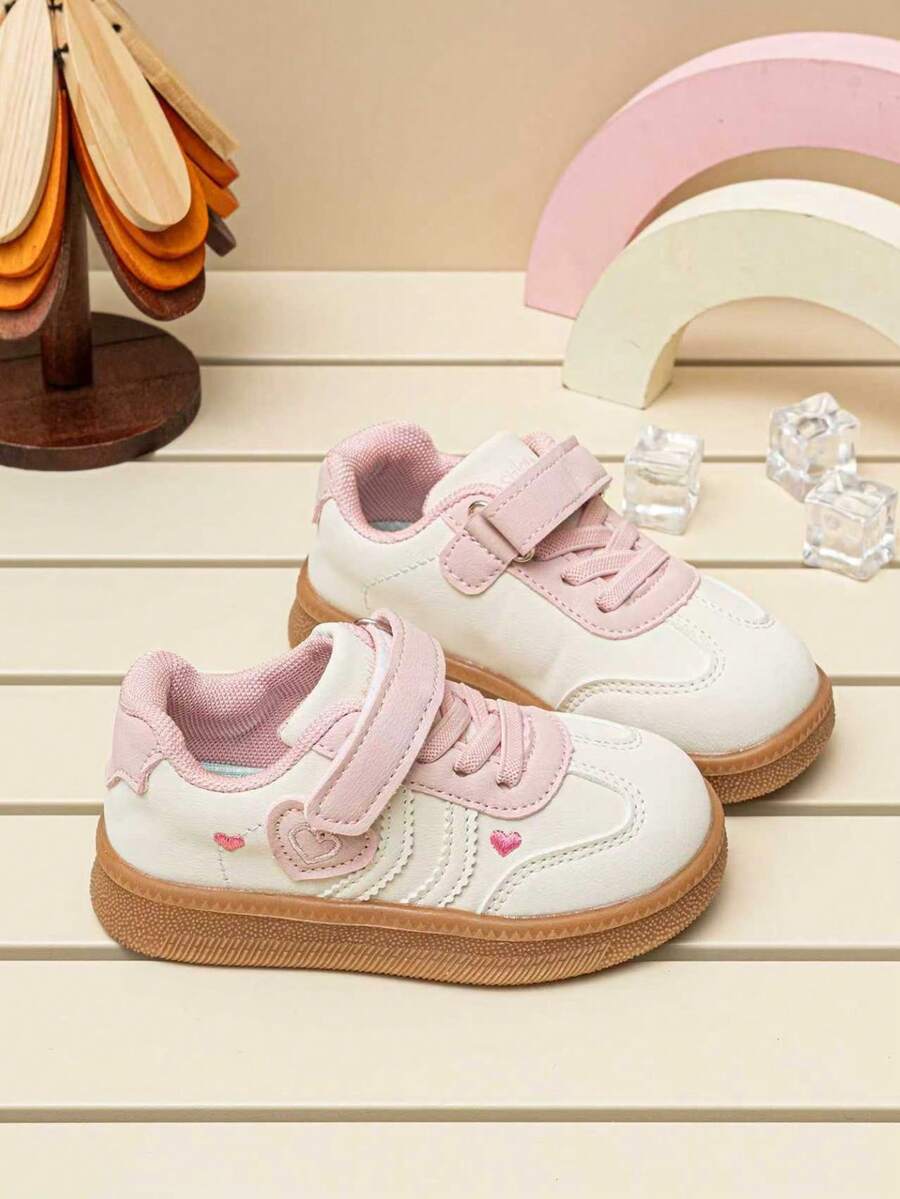 1 Pair Fashionable Hook & Loop Athletic Shoes, Soft Anti-Slip Outdoor Casual Shoes For Spring And Autumn - Beige - View 1