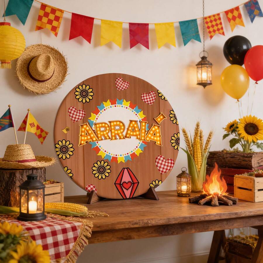 Round Panel Covers Table Panel 50x50 Festa Junina - MS-278 - 查看 1