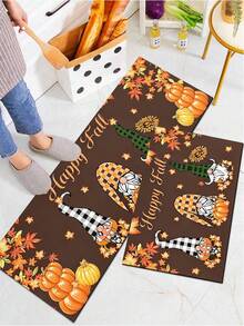 1/2pcs Autumn Thanksgiving Pumpkin Gnome Kitchen Decor Rug, Autumn Kitchen Rug And Mat, Non-Slip Washable Absorbent Kitchen Accessories Decor Mat, Thanksgiving Holiday Gift! - Multicolor - View 6