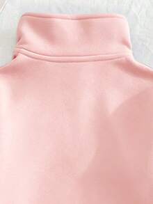2pcs/Set Girls Embroidered Bow Print Half-Zip Sweatshirt & Pants Set, Autumn/Winter Fashion Comfortable Outfit - Pink - View 8