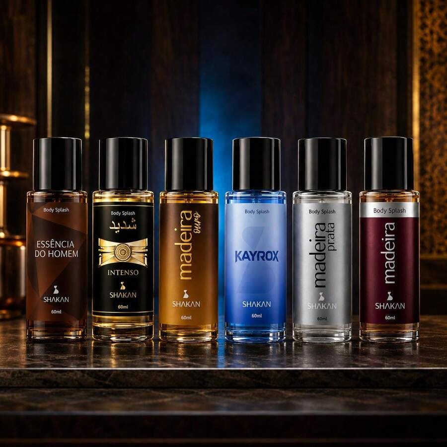 Kit Body Splash Masculino Shakan 60ml Fragrâncias Marcantes Envio Conferido - kit 6 masculino premium - Visão 1