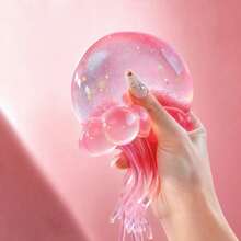Tachimi 1 pieza Muñeco de medusa grande con degradado, muñeco de apretar transparente vibrante de rebote lento, muñeco de alivio de estrés de gelatina suave, decoración ASMR adictiva, suministros de muñecos al por mayor de alto rendimiento - Multicolor - Ver 2