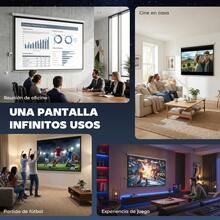 HOMCOM Pantalla de Proyector Eléctrica 100 Pulgadas Pantalla de Proyección Portátil Formato 4:3 con Mando a Distancia Tela de Proyección para Interior y Exterior 203x152 cm Blanco - Enchufe EU Tipo C(220-240V) - Ver 11