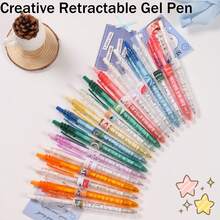 5pcs Random Cute Soda Drink Theme Retractable Ballpoint Pens, 0.5mm Black Ink, Colorful Beverage Pattern Student Stationery, Essential School Supplies For Students - Sets - View 1