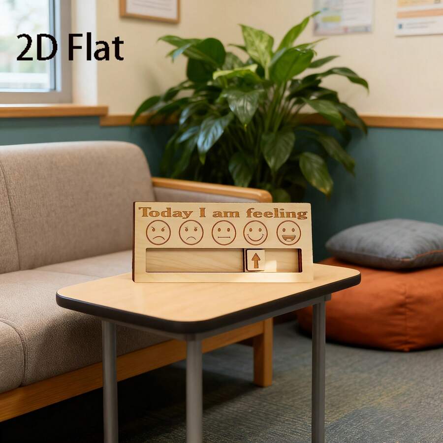2D Flat Wooden Mood Tracker Board For Home And Campus Psychological Counseling Daily Mood Recording Desktop Decor - A - View 1