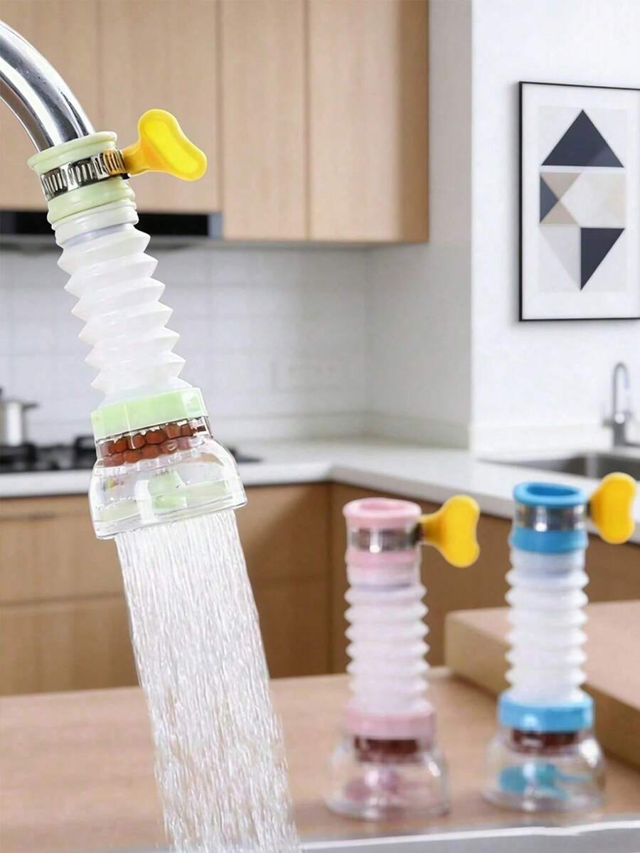 1pc 360° Rotating Faucet Nozzle With Filter, Water-Saving Spray Head For Kitchen And Bathroom, Durable Silicone Connector, Adjustable Flow, High Pressure Spray, Easy Install Sink Faucet Aerator