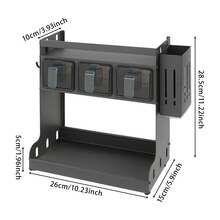 YUNRUX Estante para especias de cocina para encimera o montaje en pared, estante para especias de tres niveles - Gris - Ver 2