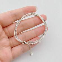 One Piece Silver Granule Wrapped Freshwater Pearl Bracelet Geometric Light Luxury Daily Commute Chic Accessory - A - View 8
