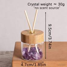 1pc Glass Reed Diffuser Jar With Bamboo Lid, Natural Crystal Stones Rattan Sticks Set, Flameless Home Fragrance Container, Ramadan Housewarming Decor Gift "Unscented" - one-size - View 13