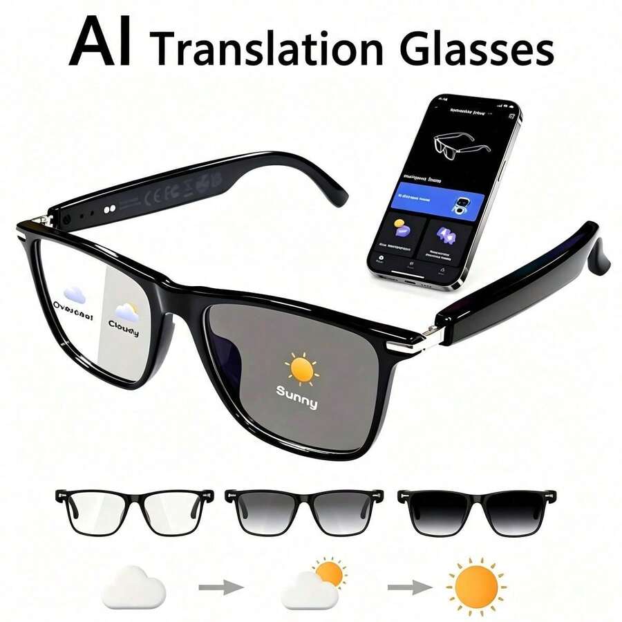 AI Smart Glasses, New Unisex Multifunctional Audio Glasses, Supports 160+ Languages Real-Time Translation And Video Translation, Powered By Chat GPT System, Built-In Microphone And Speaker, High-Definition Calls And Hi-Fi Music