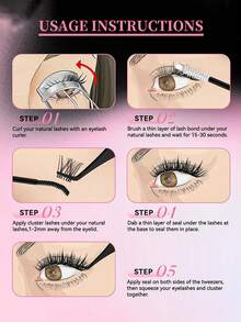 640 DIY Faux Mink Lash Clusters, D-Curl,8-16mm Mixed Lengths, Brightening Eyes For All Makeup. Pick Glue, Remover, Tweezers As Needed. Lightweight, Reusable & Cost-Effective, Beginner-Friendly For Daily Looks, Parties & Other Occasions. - 彩色 - 查看 8