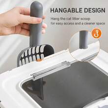 Large Enclosed Cat Litter Box, Top Entry, High Side Walls, Foldable Easy-To-Clean Pull-Out Tray, Effective Odor Control, Spacious Interior, Suitable For Large Cats, Tool-Free Assembly, Comes With Hanging Litter Scoop, Modern Home Design - one-size - View 5