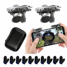 Mobile Game Trigger 4pcs Game Triggers Mobile Game Controller Compatible With /Knives Out//Rules Of Survival, Aim And Fire Trigger Compatible With IPhone And Android Phones | L2R2 Game Trigger Compatible With /Fortnitee//, 6-Finger Operation, Includes 20pcs Game Finger Sleeves And Portable Storage Bag - Multicolor - View 2