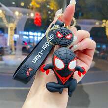 1pc 3D Silicone Figure Keychain, Cute Chibi Superhero Keychain With Printed Wrist Strap And Mini Spider Pendant, Anti-Drop Soft Rubber Charm, Suitable For Car Keys, Backpack, Handbag, Birthday Gift - Multicolor - View 15