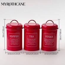 Myrothcane Christmas & Halloween Red Metal Storage Canister 3-Piece Set, Airtight Coffee Tea Sugar Canisters With Lids And Handles, Vintage Kitchen Countertop Food Storage Containers, Suitable For Coffee Beans, Loose Tea, Granulated Sugar, Decorative Kitchen Storage Containers - Red - View 14