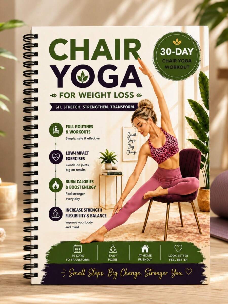 1 Book 30 Days Chair Yoga Guide: Zero-Based Home Low-Impact Training Manual, Perfect Halloween Christmas New Year Birthday Gift - Rectangle - View 1