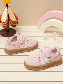 Girls' German Training Shoes Spring/Autumn New Style Soft Sole Toddler Walking Shoes Heart-Shaped Hook-And-Loop Slip-On Sneakers Non-Slip Casual Sports Shoes - Pink - View 5