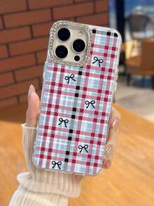 1件多色條紋格紋蝴蝶結亮片閃亮照片手機殼，適用於 iPhone 15/16/12/13/14/15/16 11/12/13/14/15/16 Pro 11/12/13/14/15/16 Pro Max 14 Plus 15 Plus 16 Plus / 以及 S25 Ultra A55 / A17 / A56 / A06 A15 / A16 / A26 / A35 / A36 / A25 / A26 / A54 紋理手機殼，亦適用於 S23 / S23 FE / S24 FE / S25 時尚手機殼 - 彩色 - 查看 1