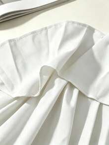 Plus Size Solid Color Ruffle Layered Ruffled Hem Sexy Off-Shoulder Jumpsuit, Spring/Summer White - White - View 5